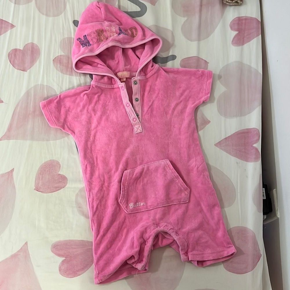 Butter toddler terry bejeweled mermaid romper